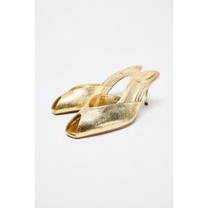 ZARA METALLIC EFFECT SANDALS